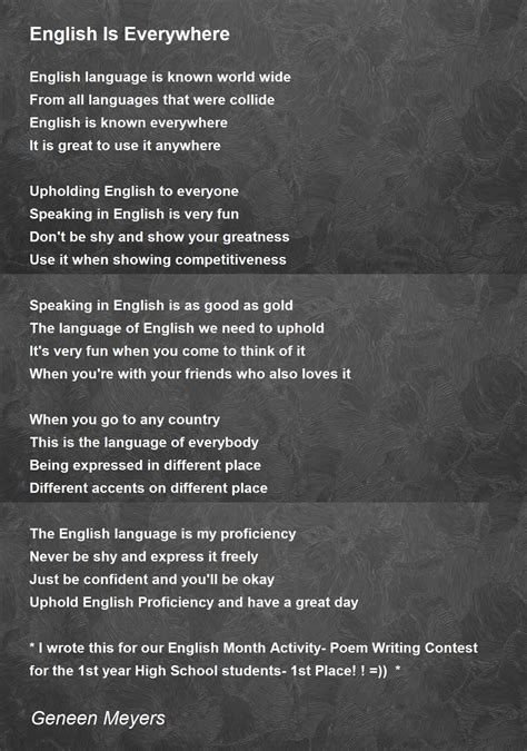 Poems About The Importance Of English Language