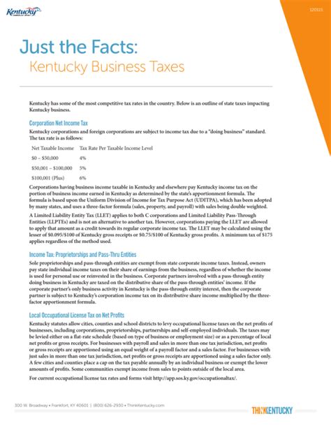 Kentucky Business Taxes Kentucky Cabinet For Economic