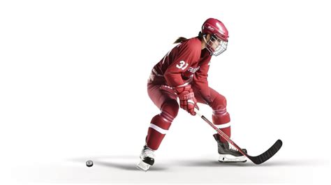 Female Ice Hockey Player In Action 3d Illustration On White Background