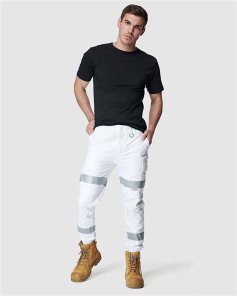 Elwd Mens Reflective Cuffed Pant White