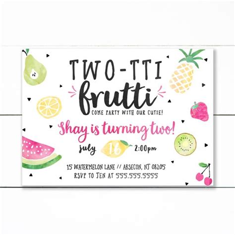 Twotti Frutti Birthday Invitation Tutti Frutti 2nd Birthday Etsy