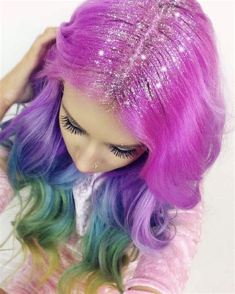 Pin By My Info On Colorful Hair Glitter Hair Beautiful Hair Rainbow