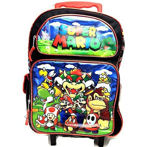 Mario Large Rolling Backpack Nintendo Super Mario Group School