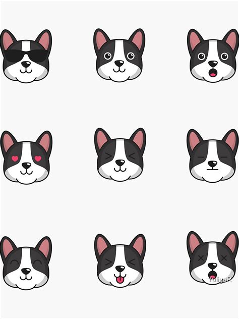 Boston Terrier Dog Emotions Faces Sticker For Sale By Yuliyar Redbubble