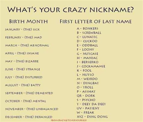 What S Your Crazy Nickname Common Sense Evaluation Funny Name