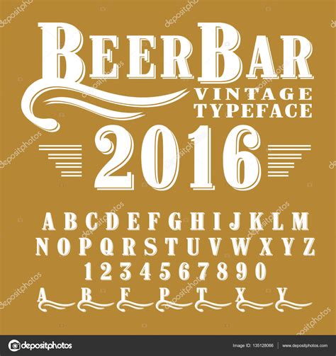 Beer Bar Vintage Script Font — Stock Vector © Bowxwod 135128066