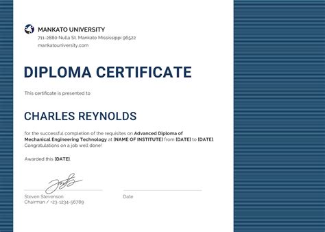 Free Mechanical Diploma Certificate Template In Psd Ms Word Publisher
