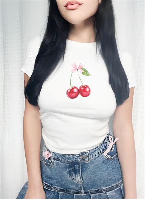 Dark Coquette Cherry Shirt Coquette Baby Tee Coquette Top Etsy