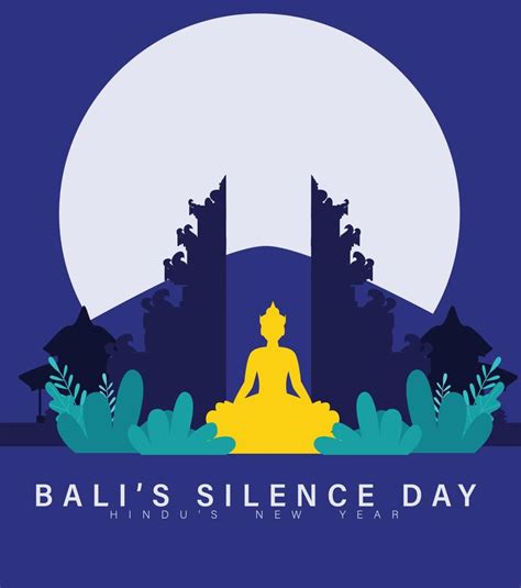 Bali S Day Of Silence And Hindu New Year Vector Illustration Indonesain Bali S Nyepi Day Hari