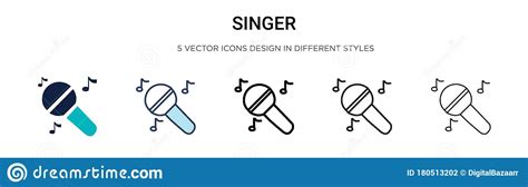Singer Icon In Filled Thin Line Outline And Stroke Style Vector