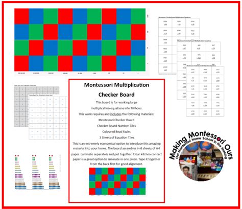 Making Montessori Ours Multiplication Checker Board Materials