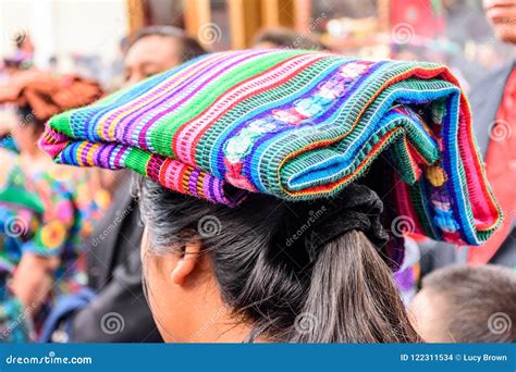 indigenous maya woman with traditional head covering guatemala editorial stock image image of