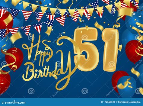 Happy Birthday 51th Anniversary Celebration Party Balloons Illustration