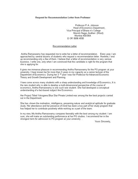 Request For Recommendation Letter From Professor How To Create A