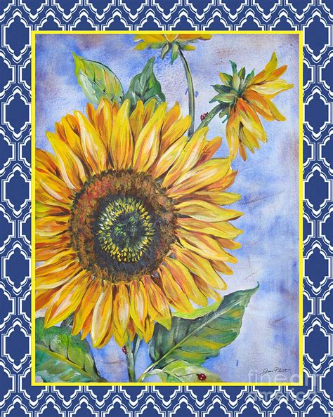 Audreys Sunflower With Boarder Painting By Jean Plout Pixels