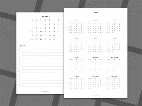2020 Calendar Printable Minimalist Free Sketch Freebie Download Free
