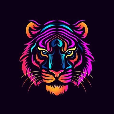 Premium Ai Image Neon Style Tiger Head Logo