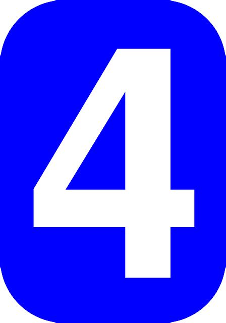 Four Number Blue · Free Vector Graphic On Pixabay