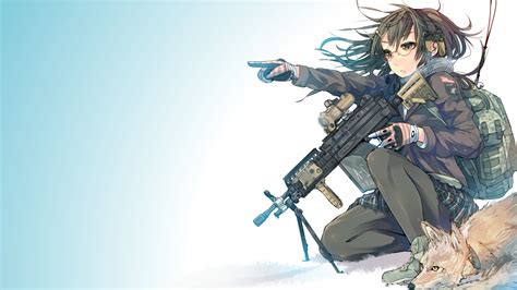 Anime Girls Anime Women With Guns Weapon Glasses Fox Pantyhose Daito Original Characters