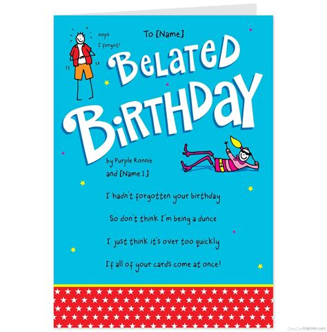 Free Belated Birthday Cards Happy Belated Birthday Greeting Card