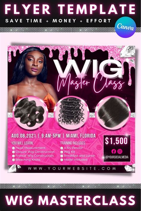 Wig Class Flyer Diy Flyer Template Design Hair Flyer Wig Extensions