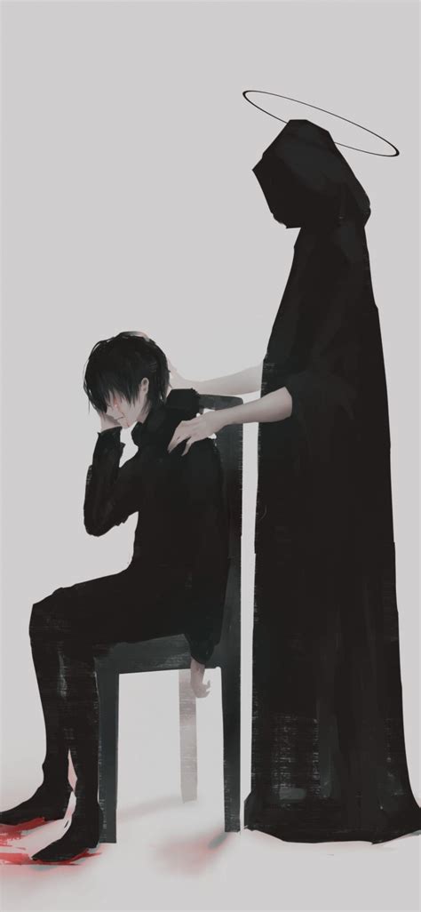 Download 1125x2436 Anime Boy The Reaper Sad Wallpapers