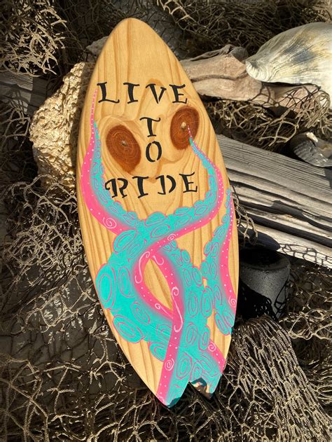Hand Shaped Wood Live To Ridesurfboard With Hand Painted Etsy