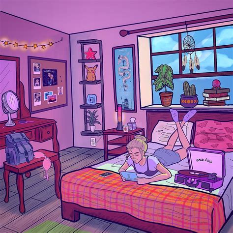 Sketches Easy Bedroom Drawing Bedroom Illustration Anime Room