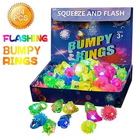 Flashing Light Up Bumpy Ring Toys Led Finger Lights 24 Pack Party Favor