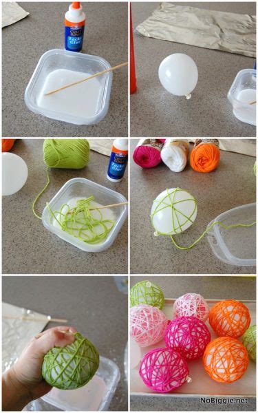 Diy Glue Yarn Ball Craft Tutorial Nobiggie