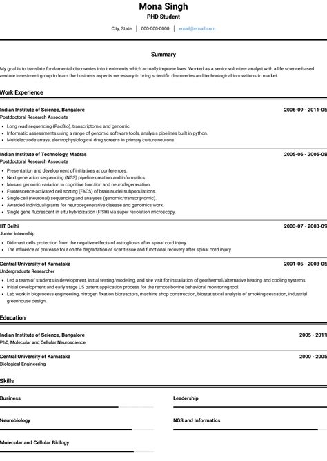Phd Student Resume Samples And Templates Visualcv Riset
