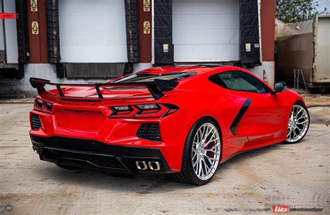Red 2020 Chevrolet Corvette C8 Stingray With Mirror Polished 20x9 And