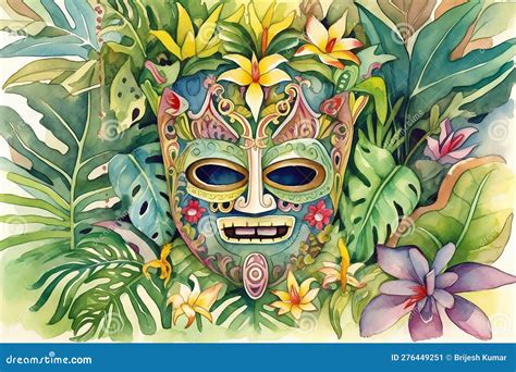 Tiki Masks And Wooden Totems Showcases The Traditional Hawaiian And
