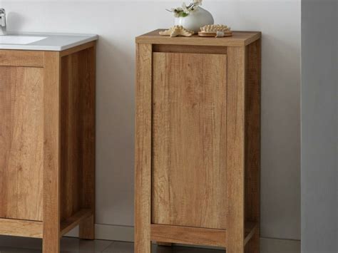 Classic Free Standing Small Bathroom Cabinet Unit Oak 40cm Impact