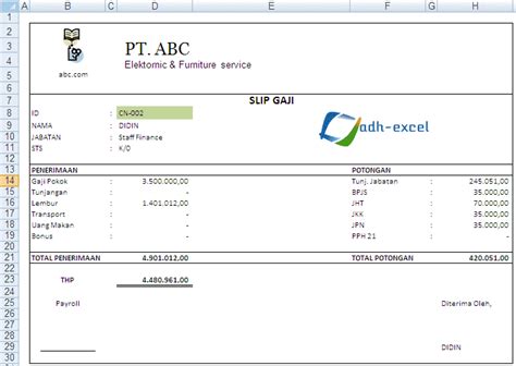 Contoh Form Slip Gaji Di Excel Adh Excel Com Tutorial