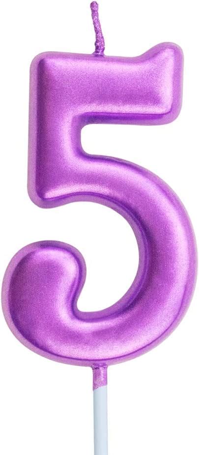 Xnova 5th Birthday Candle Five Years Purple Happy Birthday