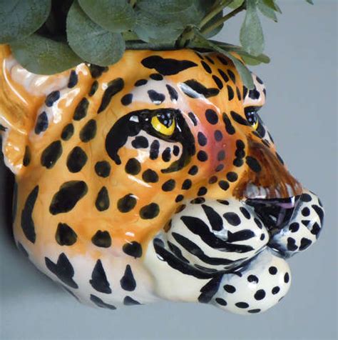 Ceramic Leopard Head Wall Planter