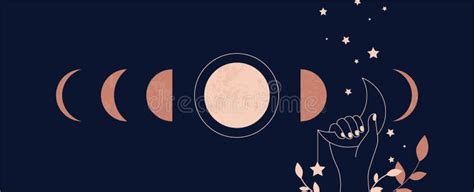 Moon Aesthetic Boho Mystical Astrological Poster With Minimalist Astronomical Phases Tattoo