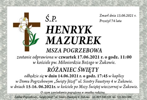 Henryk Mazurek Zakład Pogrzebowy Święty Józef Żukowo