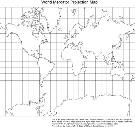 Outline Map 2 The World A Mercator Projection