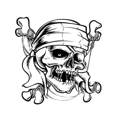 Pirata De Caveira Com Ilustração Vetorial De Ossos Cruzados Vetor Grátis