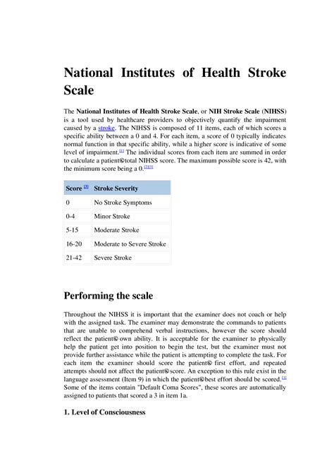 Doc National Institutes Of Health Stroke Scale Dokumentips