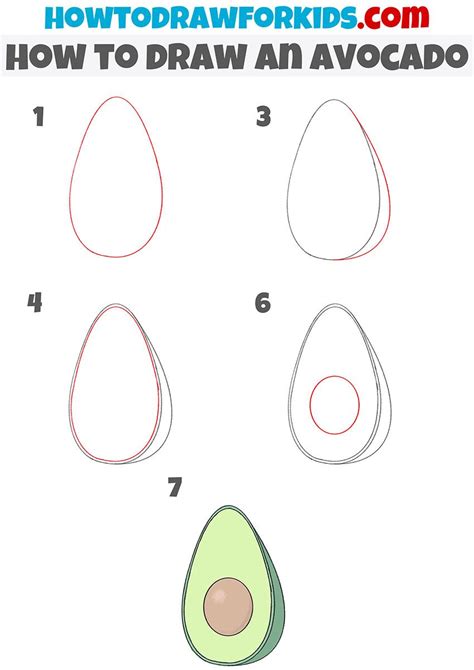 How To Draw An Avocado Step By Step Cute Easy Drawings Drawing