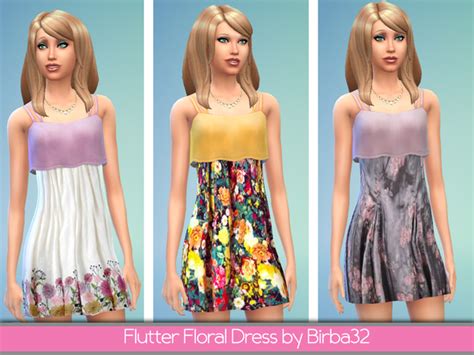 Flutter Floral Dresses By Birba32 At The Sims Resource Sims 4 Updates