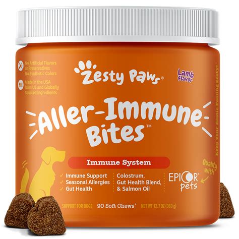 Zesty Paws Dog Aller Immune Bites Lamb 90soft Chews