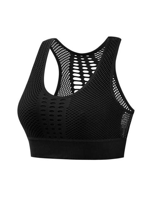 Superhomuse Women Sexy Sports Bra Mesh Breathable Sports Top Push Up Female Seamless Gym Fitness