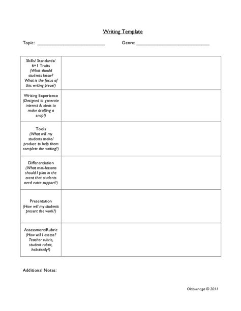 Writing Planning Blank Template