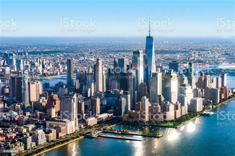 Aerial View Of Lower Manhattan New York Stock Photo