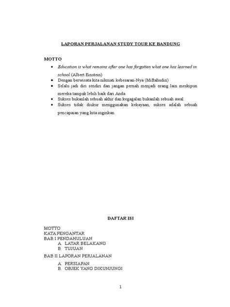Contoh Kata Pengantar Laporan Study Tour Jakarta Bandung Bonus