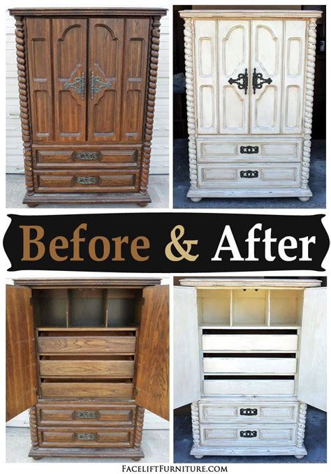 › off white dressers for bedrooms. Chunky Clothing Armoire in Distressed Off White - Before ...